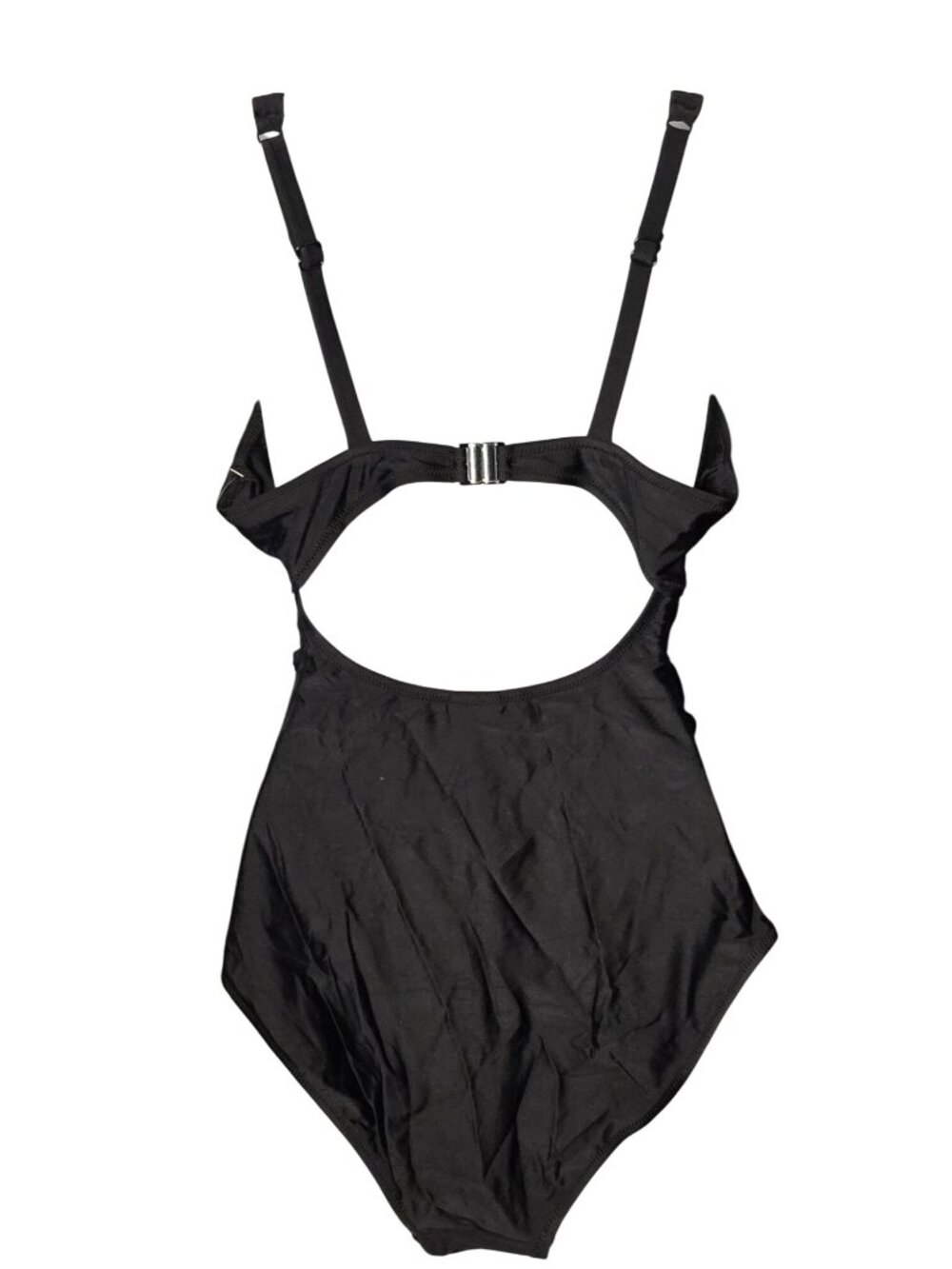 Black One‑Piece Swimsuit LG UPF 50 Twist Front Keyhole Ruched Adjustable - Picture 5 of 9